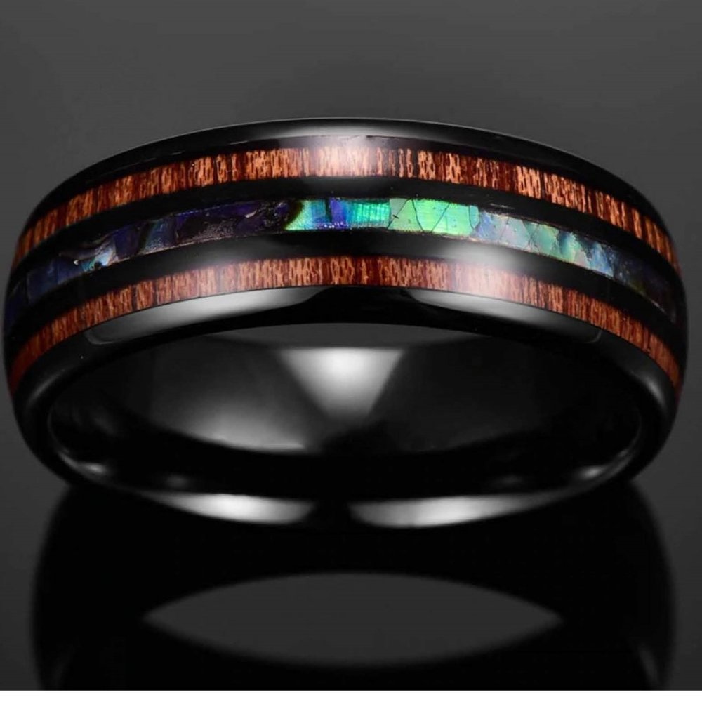 Idris Koa Wood & Abalone Shell Men's Ring